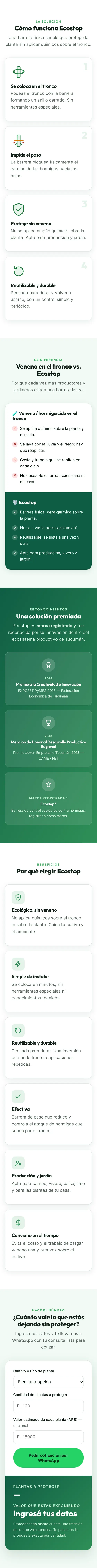 Web de Ecostop navegándose en un teléfono